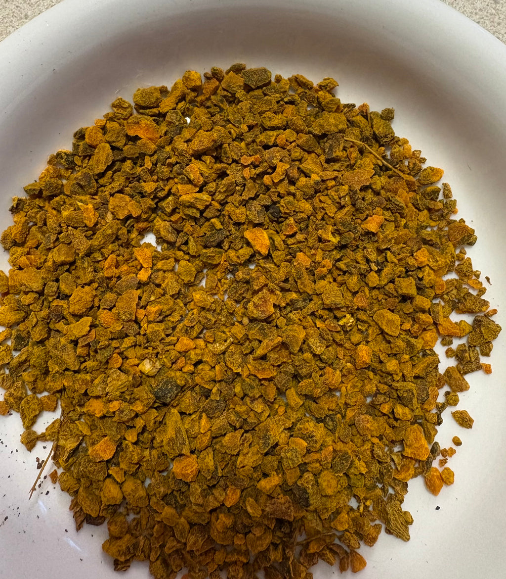 Organic turmeric granules used in Mehra Cup golden tea blend